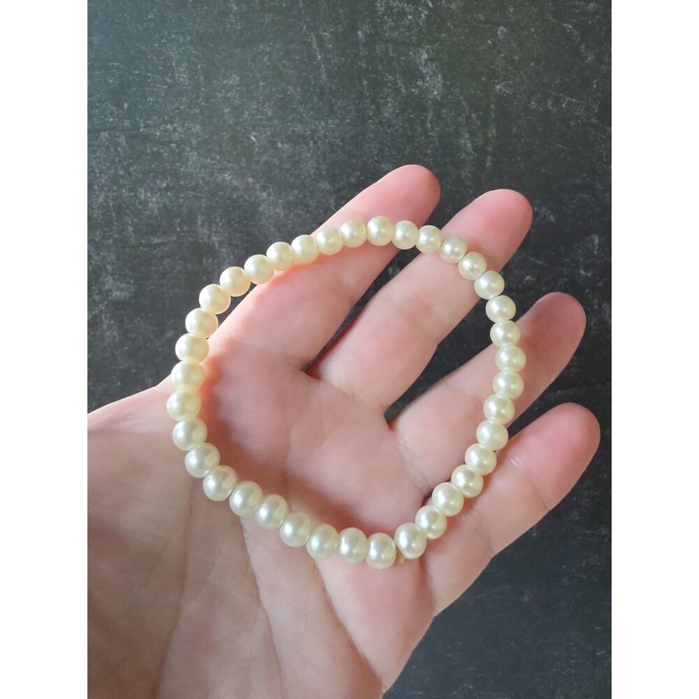 Faux Pearl Beaded Stretchy Bracelet Vintage Costume Jewelry READ Description